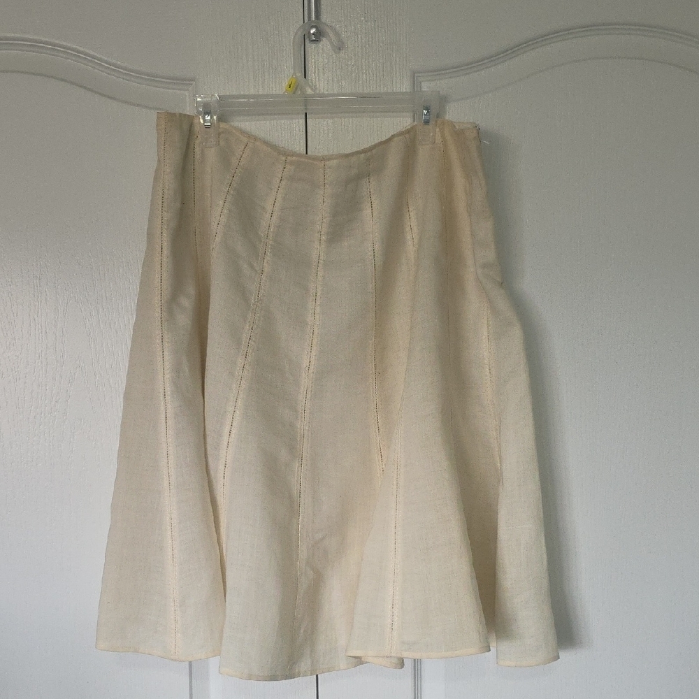 Cream A-Line Midi Skirt for Work